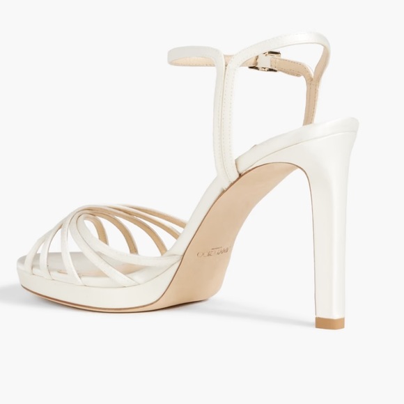 Jimmy Choo White Satin Heels Lilah 100 Satin Sandals - Wedding Bride Shoes - Picture 2 of 16